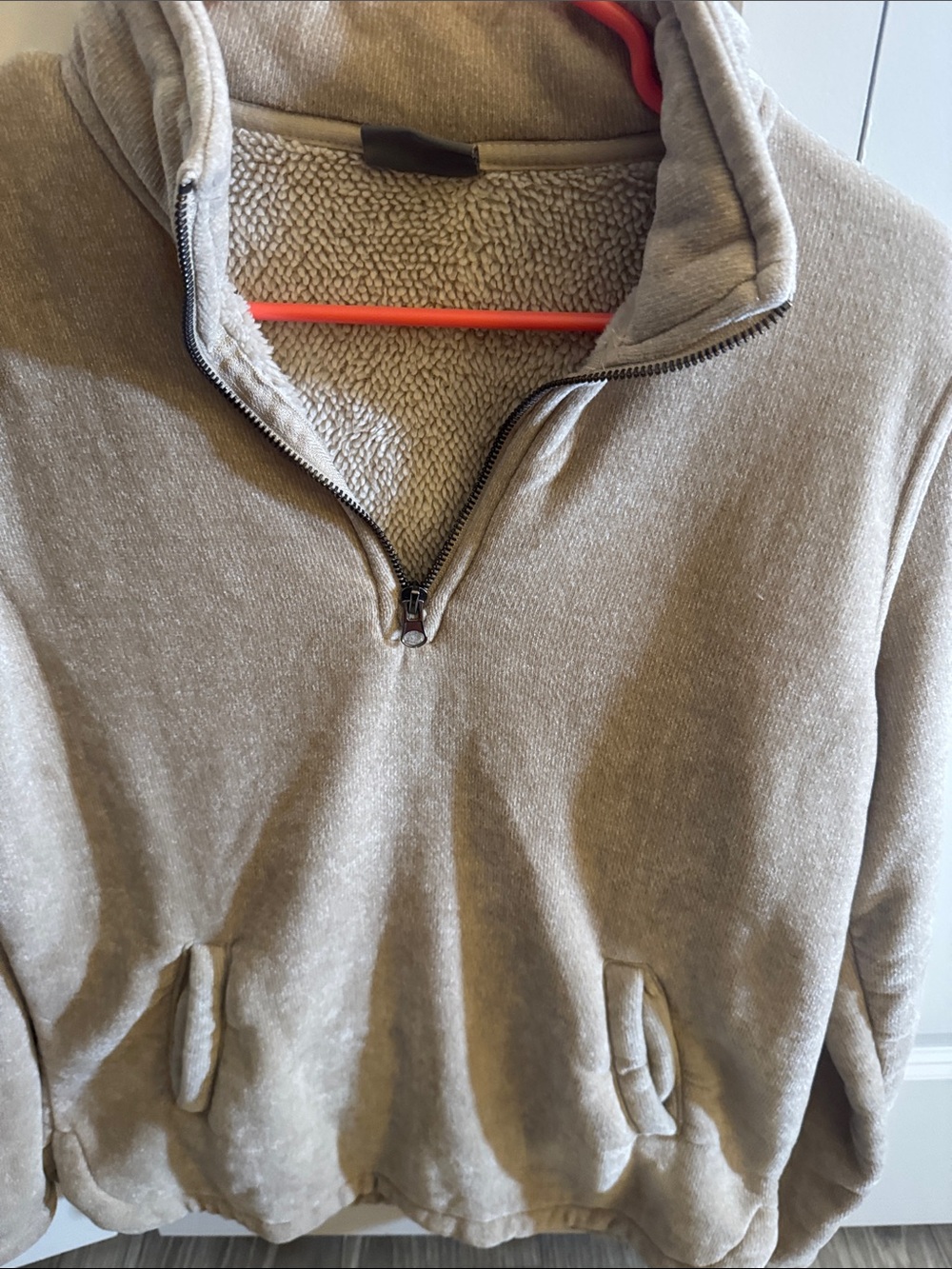 32 Degrees Ladies  Zip-Up Sherpa Pullover Jacket - Taupe